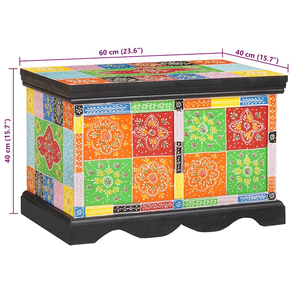 vidaXL Storage Box Multicolour 60 x 40 x 40 cm Solid Mango wood