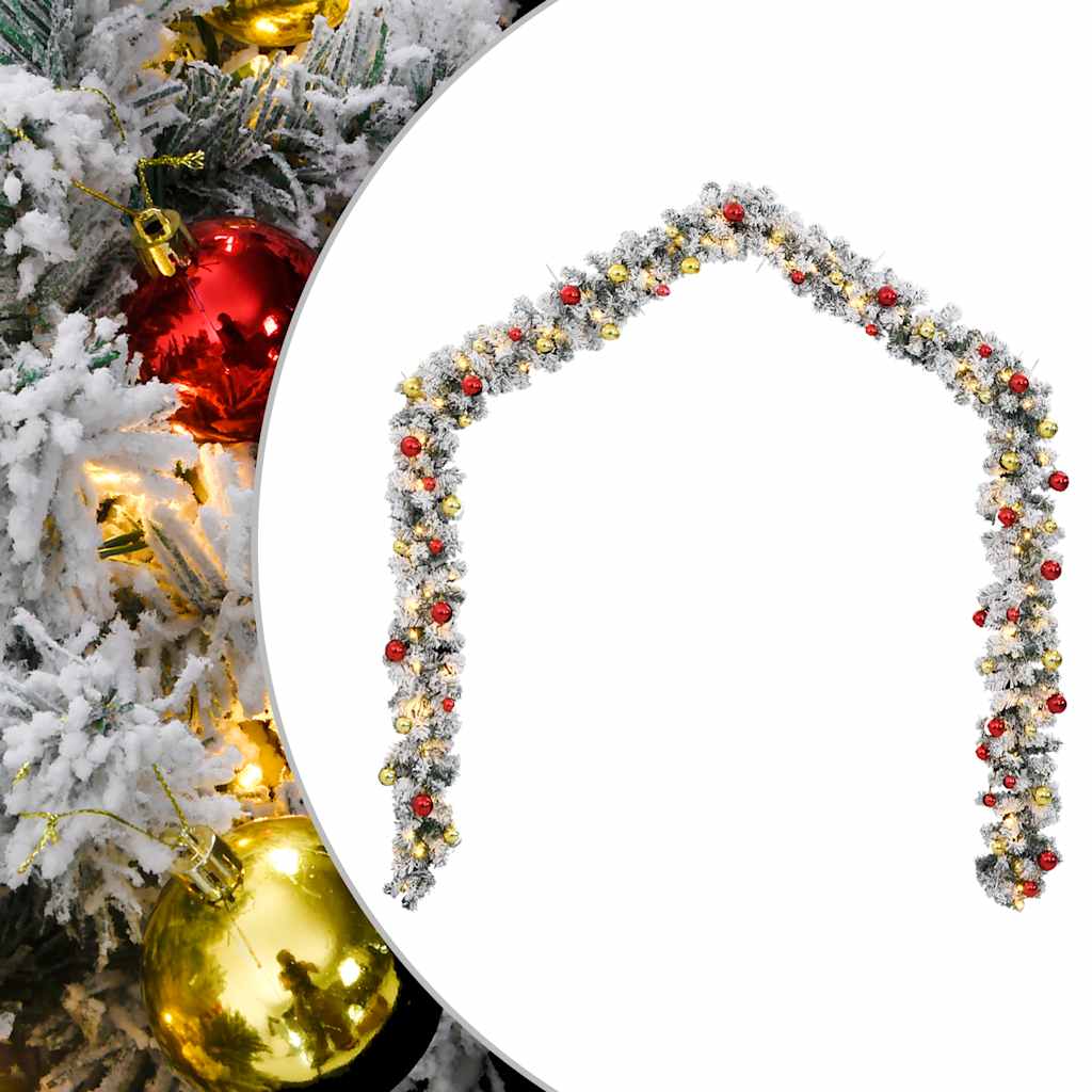 vidaXL Christmas Garland with Baubles and LED Lights Green 5 m PVC