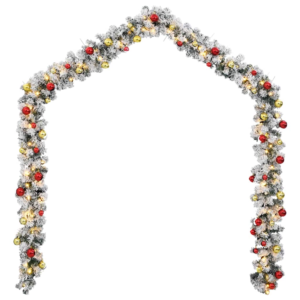 vidaXL Christmas Garland with Baubles and LED Lights Green 10 m PVC