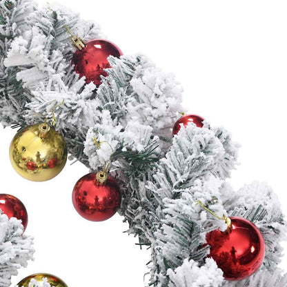 vidaXL Christmas Garland with Baubles and LED Lights Green 10 m PVC