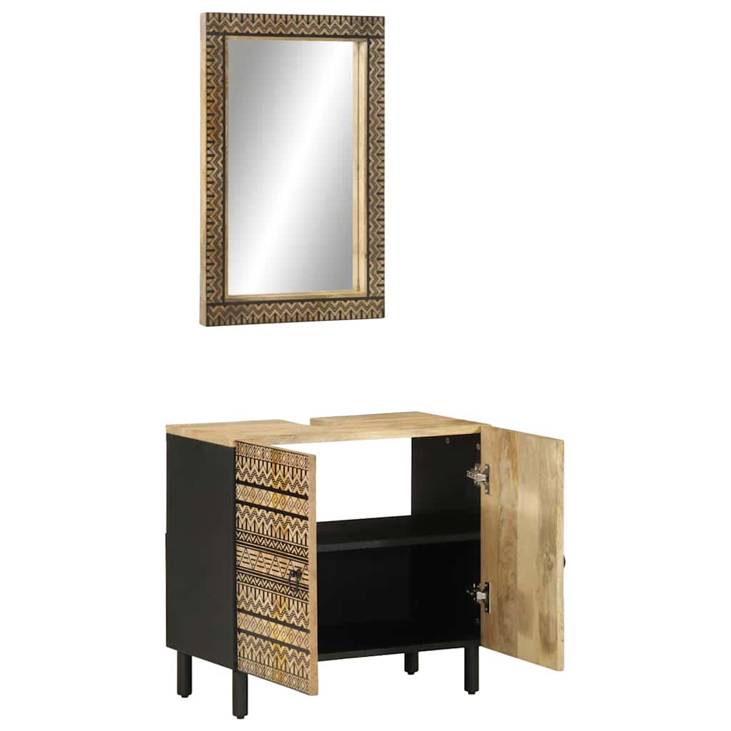 vidaXL 2 Piece Bathroom Furniture Set Solid Wood Mango