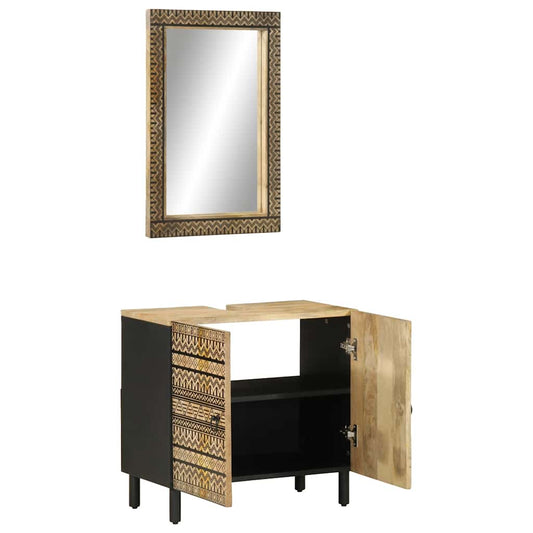vidaXL 2 Piece Bathroom Furniture Set Solid Wood Mango