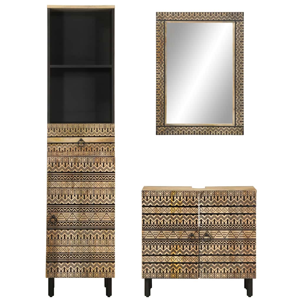 vidaXL 3 Piece Bathroom Furniture Set Solid Wood Mango