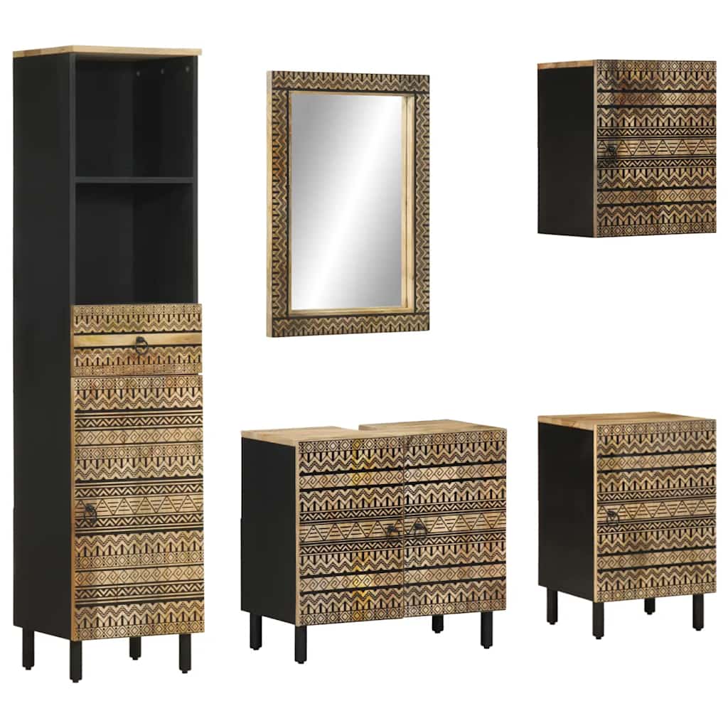 vidaXL 5 Piece Bathroom Furniture Set Solid Wood Mango