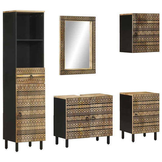vidaXL 5 Piece Bathroom Furniture Set Solid Wood Mango