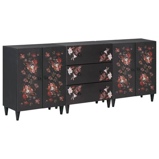vidaXL Storage Cabinets 3 pcs 180 x 33 x 75 cm Solid Mango Wood