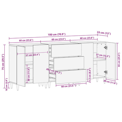 vidaXL Storage Cabinets 3 pcs Pattern Pattern 180 x 33 x 75 cm