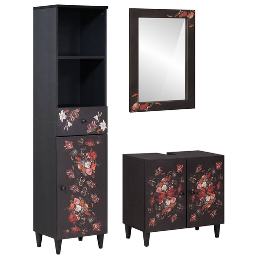 vidaXL Bathroom Cabinet Set with Drawer 3 pcs Solid Mango Wood