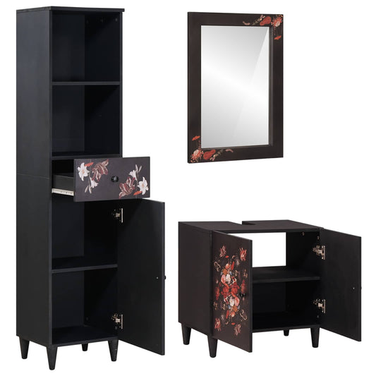 vidaXL Bathroom Cabinet Set with Drawer 3 pcs Solid Mango Wood