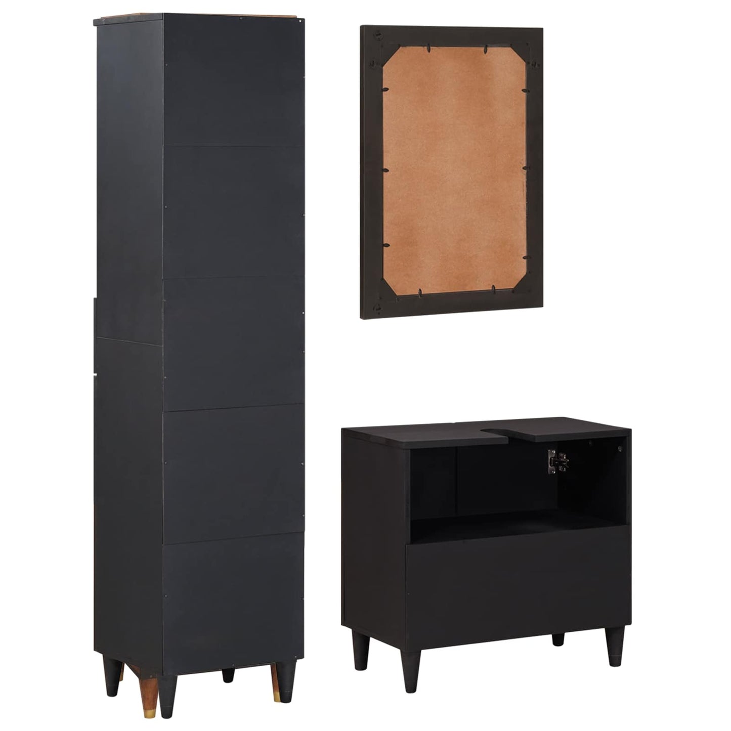 vidaXL Bathroom Cabinet Set with Drawer 3 pcs Solid Mango Wood