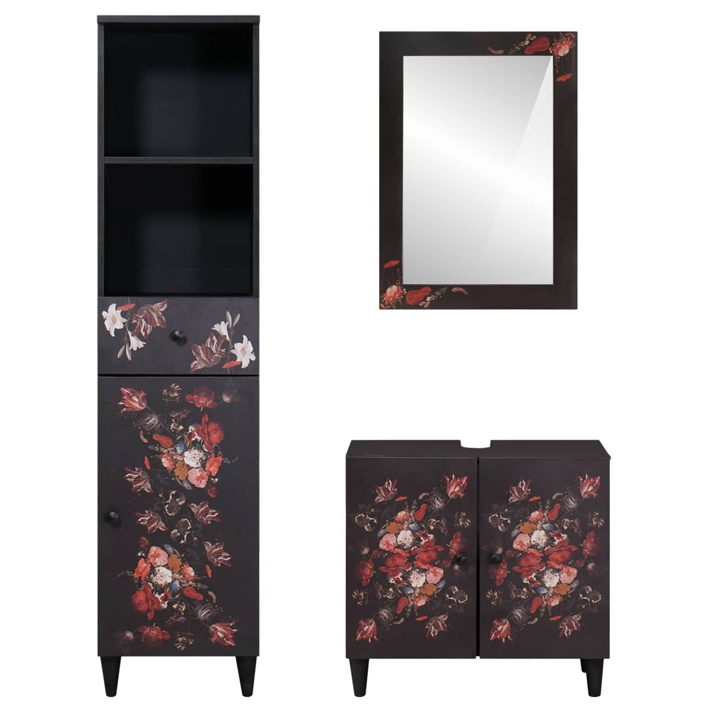 vidaXL Bathroom Cabinet Set with Drawer 3 pcs Solid Mango Wood