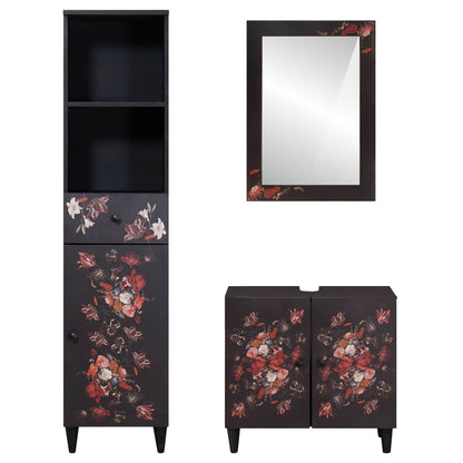 vidaXL Bathroom Cabinet Set with Drawer 3 pcs Solid Mango Wood