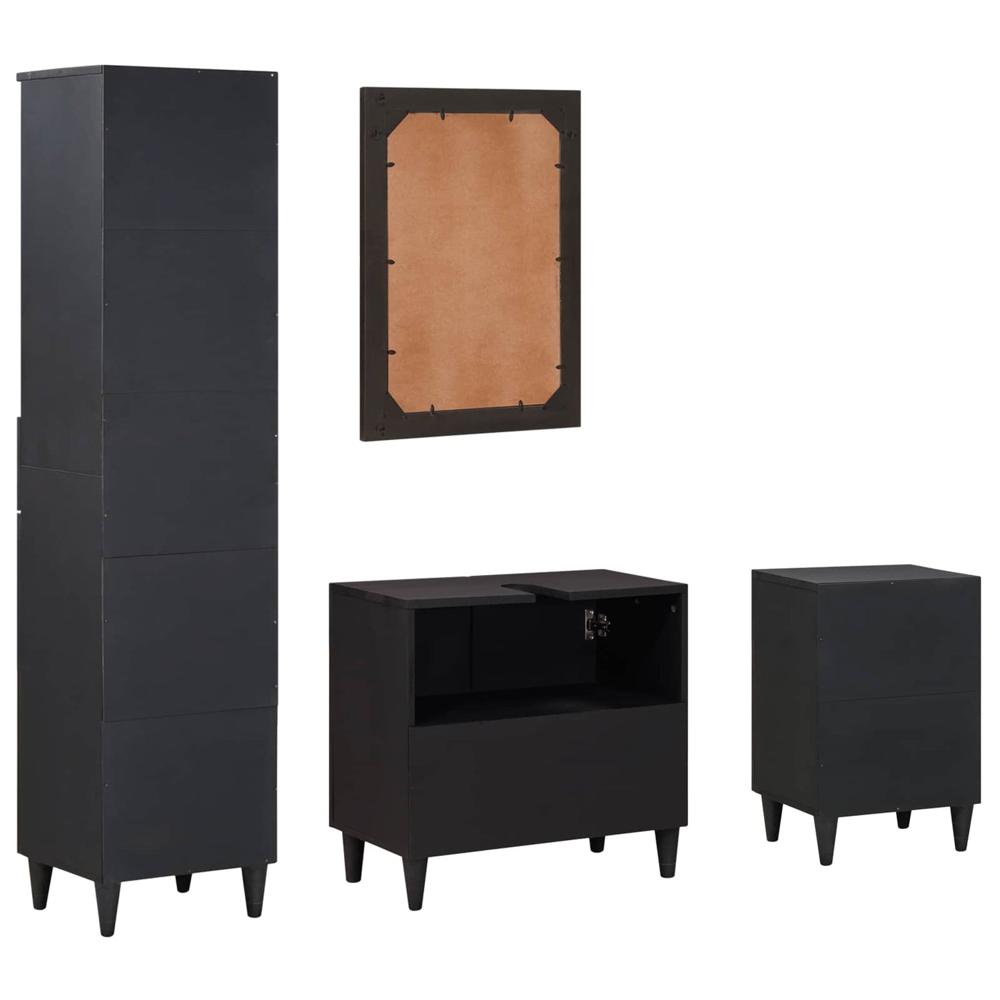 vidaXL Bathroom Cabinet Set with Drawer 4 pcs Solid Mango Wood