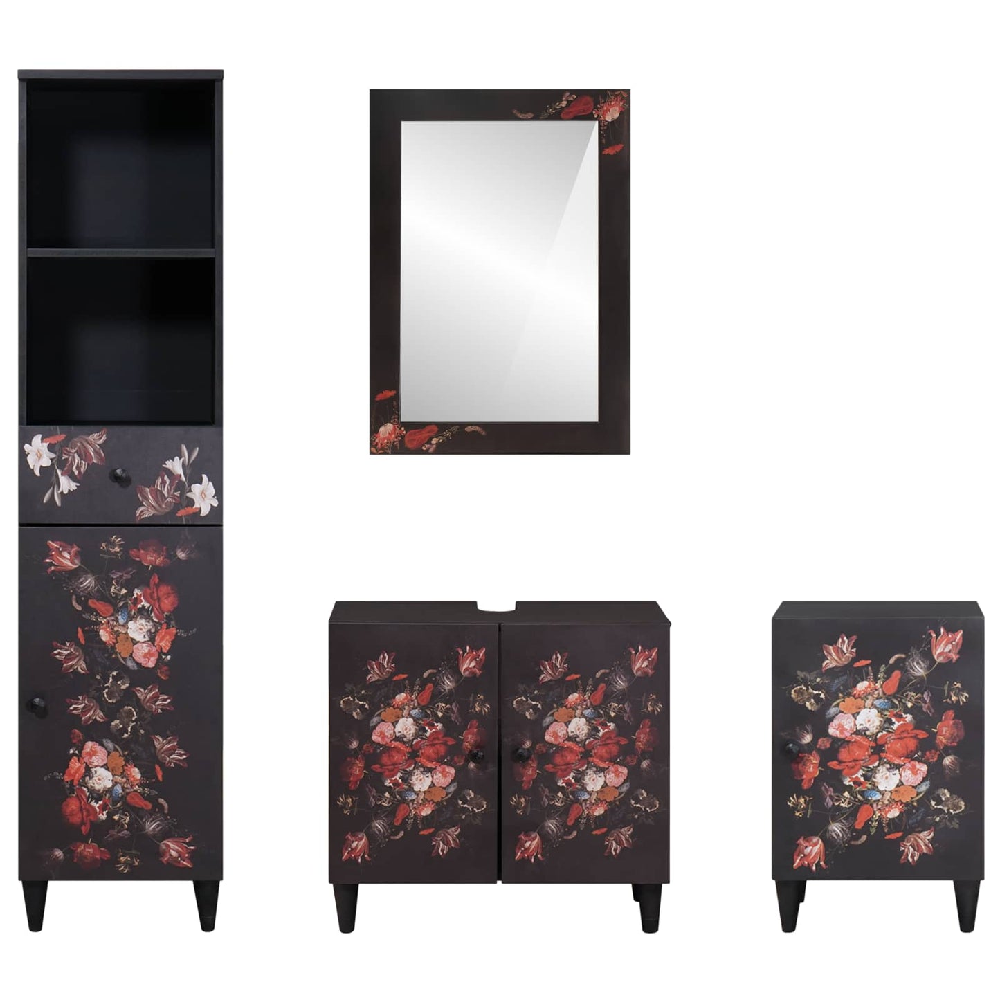 vidaXL Bathroom Cabinet Set with Drawer 4 pcs Solid Mango Wood