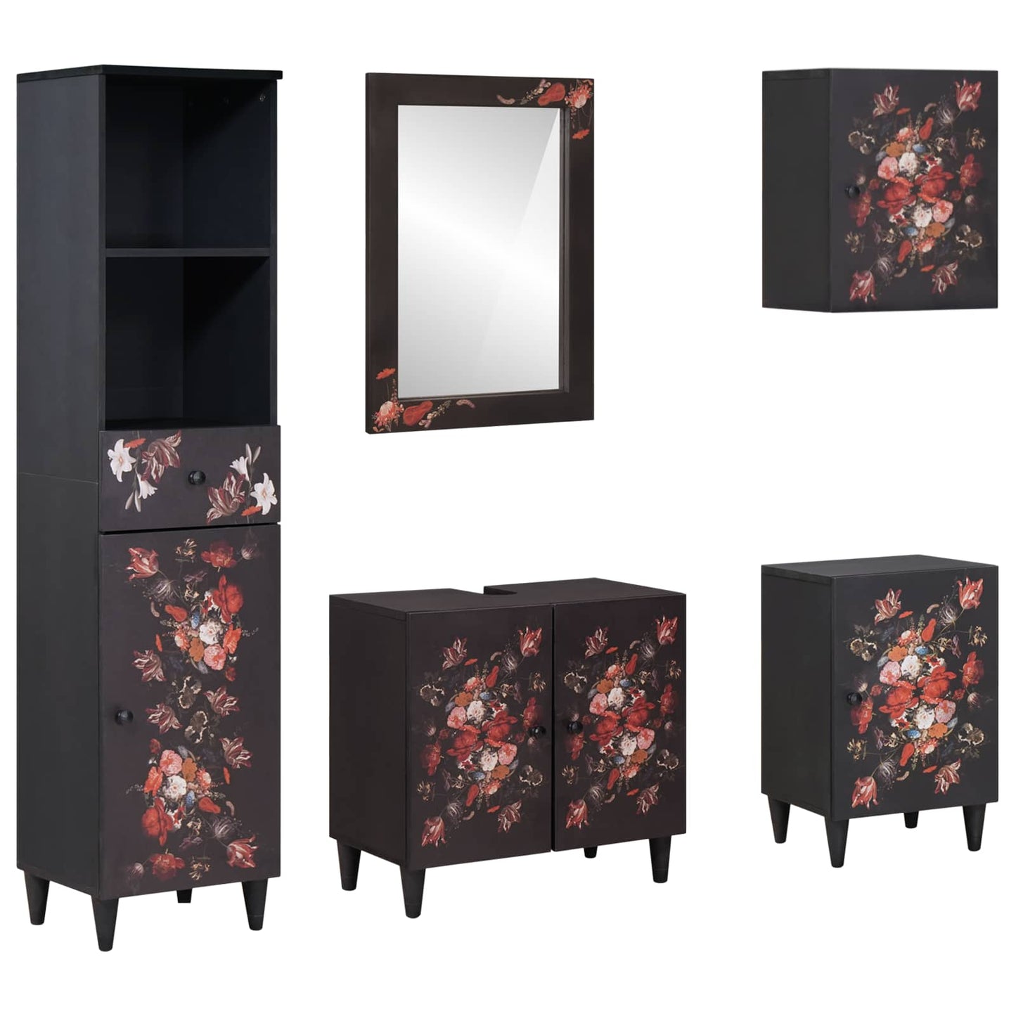 vidaXL Bathroom Cabinet Set with Drawer 5 pcs Solid Mango Wood