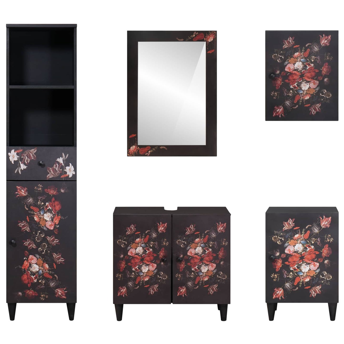 vidaXL Bathroom Cabinet Set with Drawer 5 pcs Solid Mango Wood