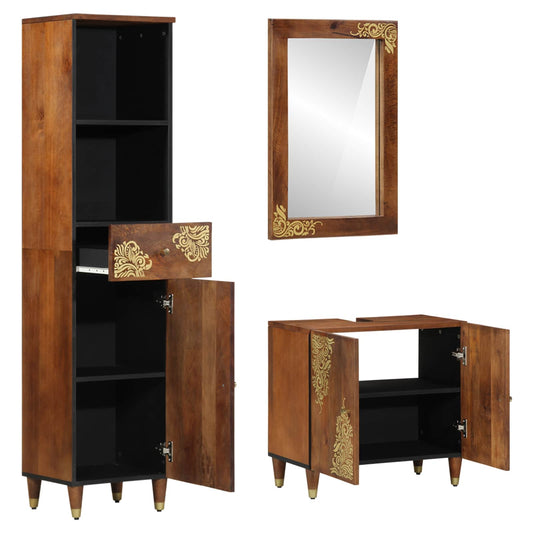 vidaXL Bathroom Cabinet Set 3 pcs Honey Brown Solid Mango Wood