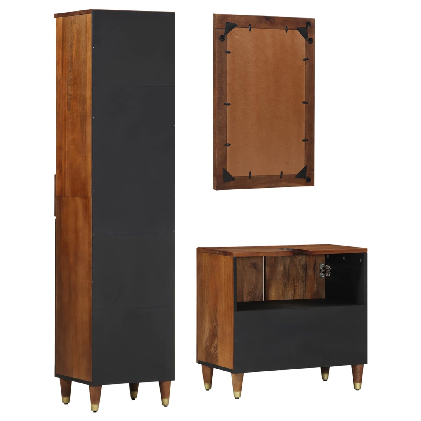 vidaXL Bathroom Cabinet Set 3 pcs Honey Brown Solid Mango Wood