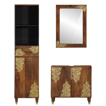 vidaXL Bathroom Cabinet Set 3 pcs Honey Brown Solid Mango Wood
