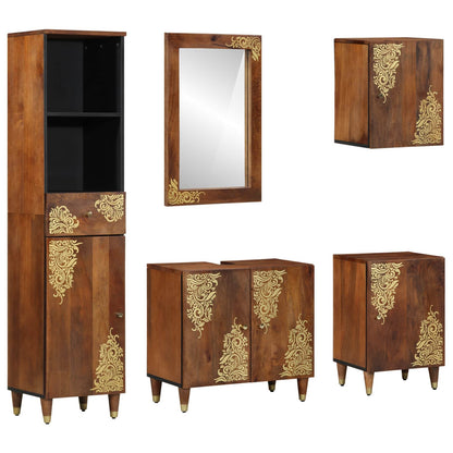 vidaXL Bathroom Cabinet Set 5 pcs Honey Brown Solid Mango Wood
