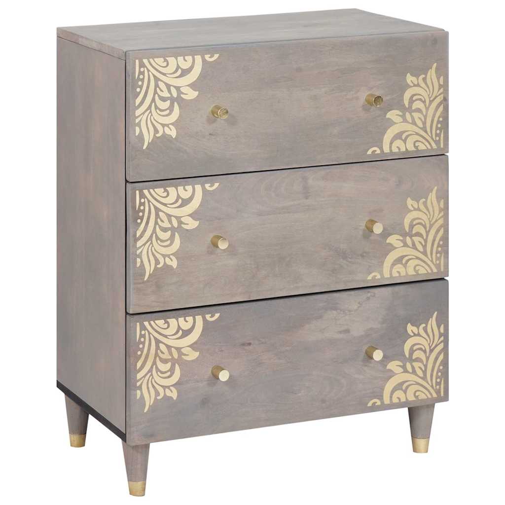 vidaXL Sideboard 2 pcs Grey 60 x 33 x 75 cm Solid Mango Wood