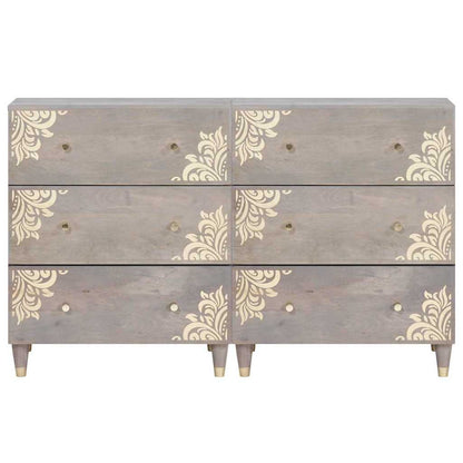 vidaXL Sideboard 2 pcs Grey 60 x 33 x 75 cm Solid Mango Wood