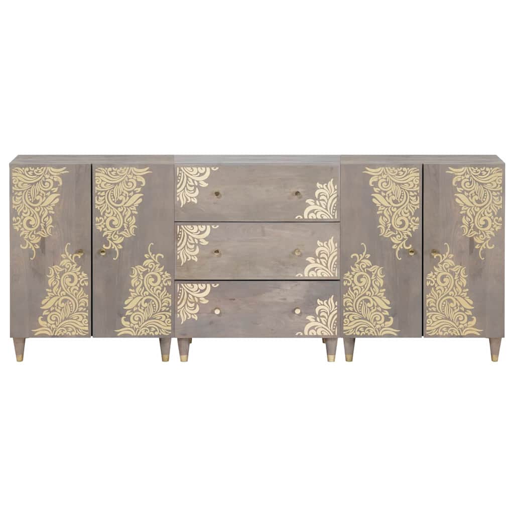 vidaXL Bathroom Cabinet Set 3 pcs Grey and Gold 180 x 33 x 75 cm