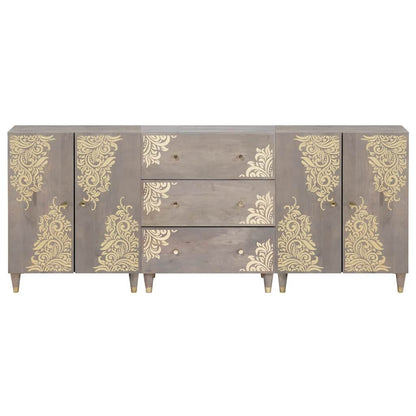 vidaXL Bathroom Cabinet Set 3 pcs Grey and Gold 180 x 33 x 75 cm