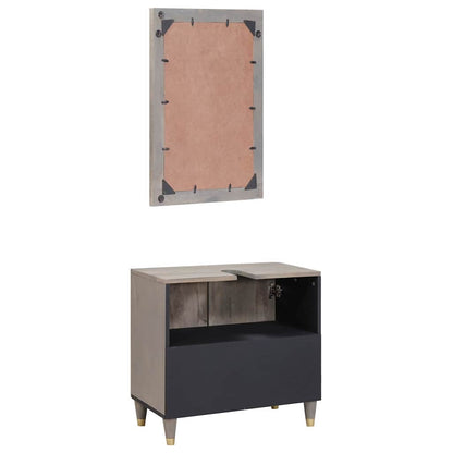 vidaXL Bathroom Cabinet Set Wall-mounted 2 pcs Grey Solid Mango Wood