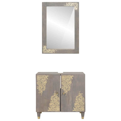 vidaXL Bathroom Cabinet Set Wall-mounted 2 pcs Grey Solid Mango Wood