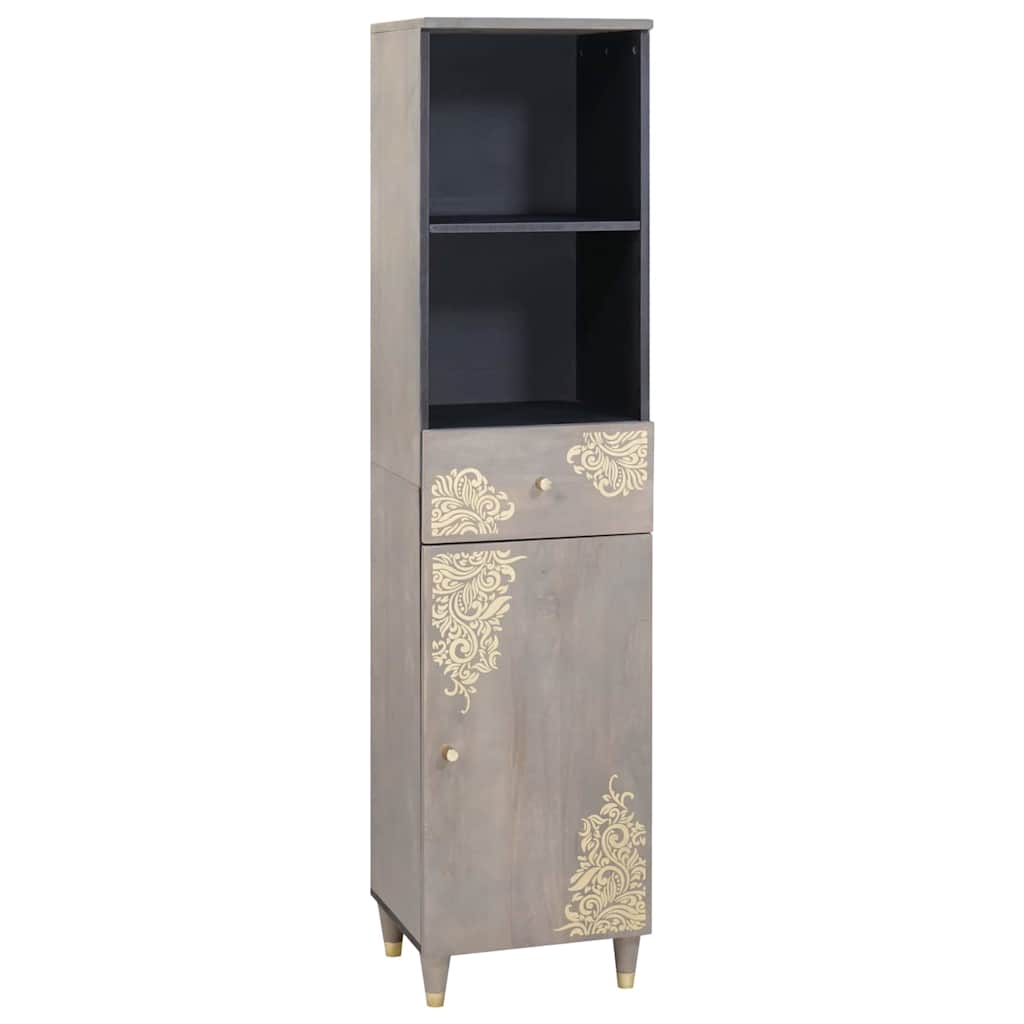 vidaXL Bathroom Cabinet Set with Drawer 3 pcs Grey Solid Mango Wood