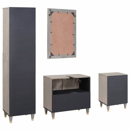 vidaXL Bathroom Cabinet Set with Drawer 4 pcs Grey Solid Mango Wood