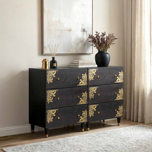 vidaXL Sideboard 2 pcs Black 60 x 33 x 75 cm Solid Mango Wood