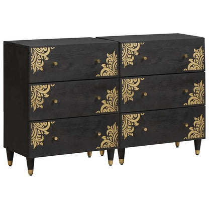 vidaXL Sideboard 2 pcs Black 60 x 33 x 75 cm Solid Mango Wood