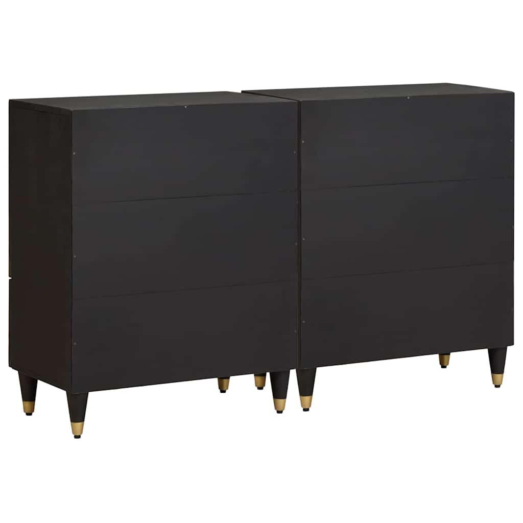 vidaXL Sideboard 2 pcs Black 60 x 33 x 75 cm Solid Mango Wood