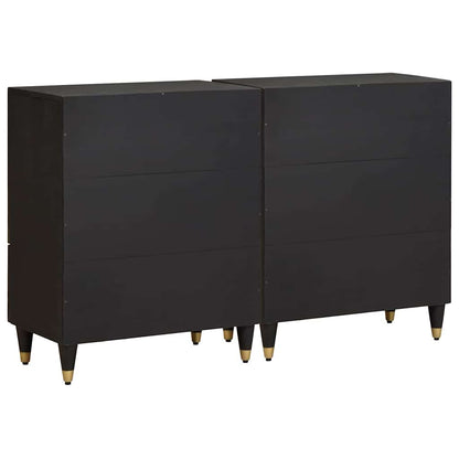 vidaXL Sideboard 2 pcs Black 60 x 33 x 75 cm Solid Mango Wood