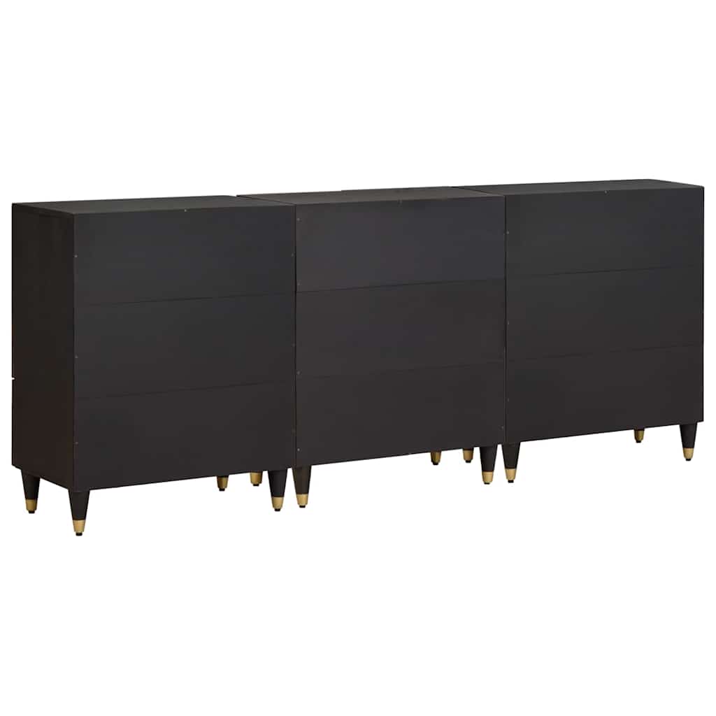 vidaXL Bathroom Cabinet Set with Drawer 3 pcs Black 180 x 33 x 75 cm