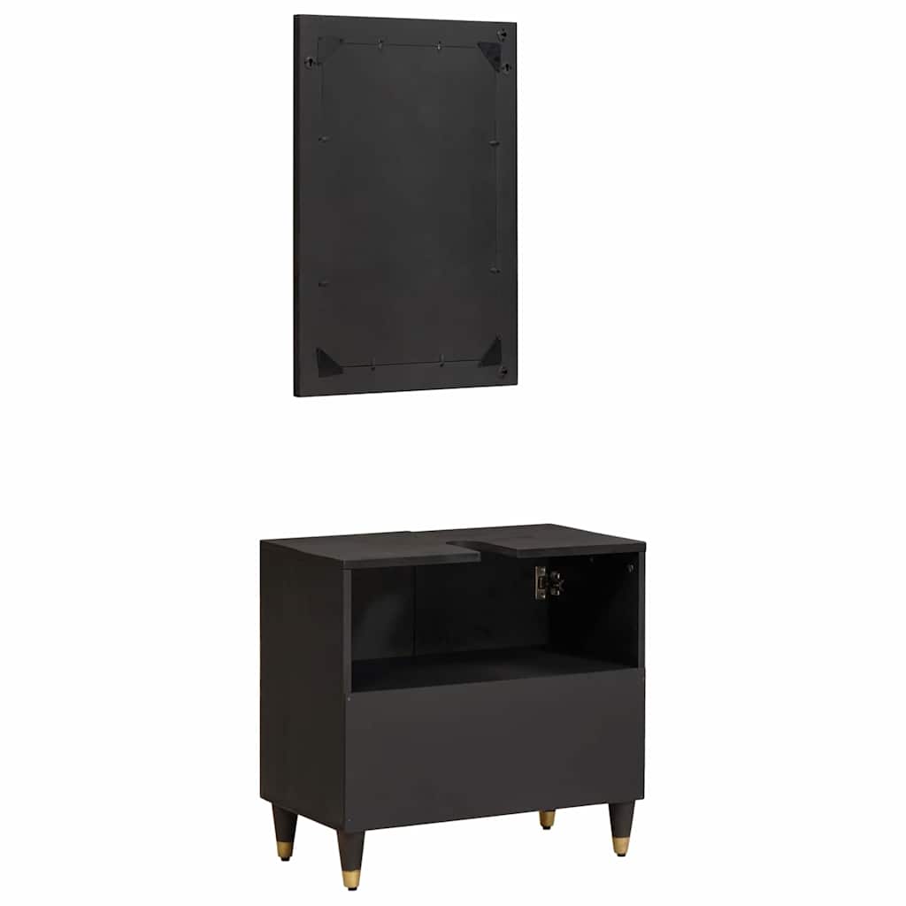 vidaXL Bathroom Cabinet Set Wall-mounted 2 pcs Black Solid Mango Wood