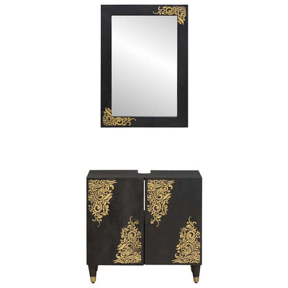 vidaXL Bathroom Cabinet Set Wall-mounted 2 pcs Black Solid Mango Wood