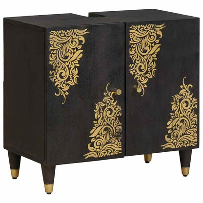 vidaXL Bathroom Cabinet Set with Drawer 3 pcs Black Solid Mango Wood