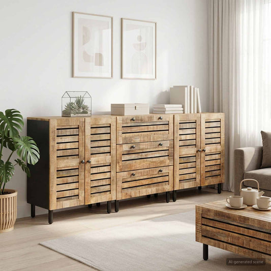 vidaXL Storage Cabinets 3 pcs 180 x 33 x 75 cm Solid Mango Wood