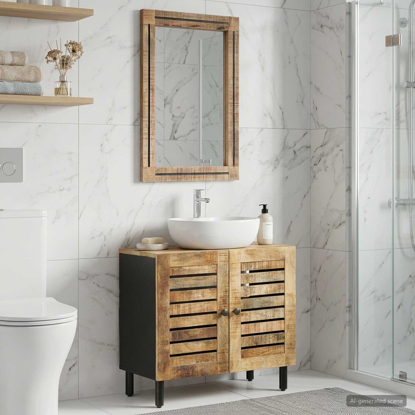 vidaXL Bathroom Cabinet Set 2 pcs Natural Solid Mango Wood