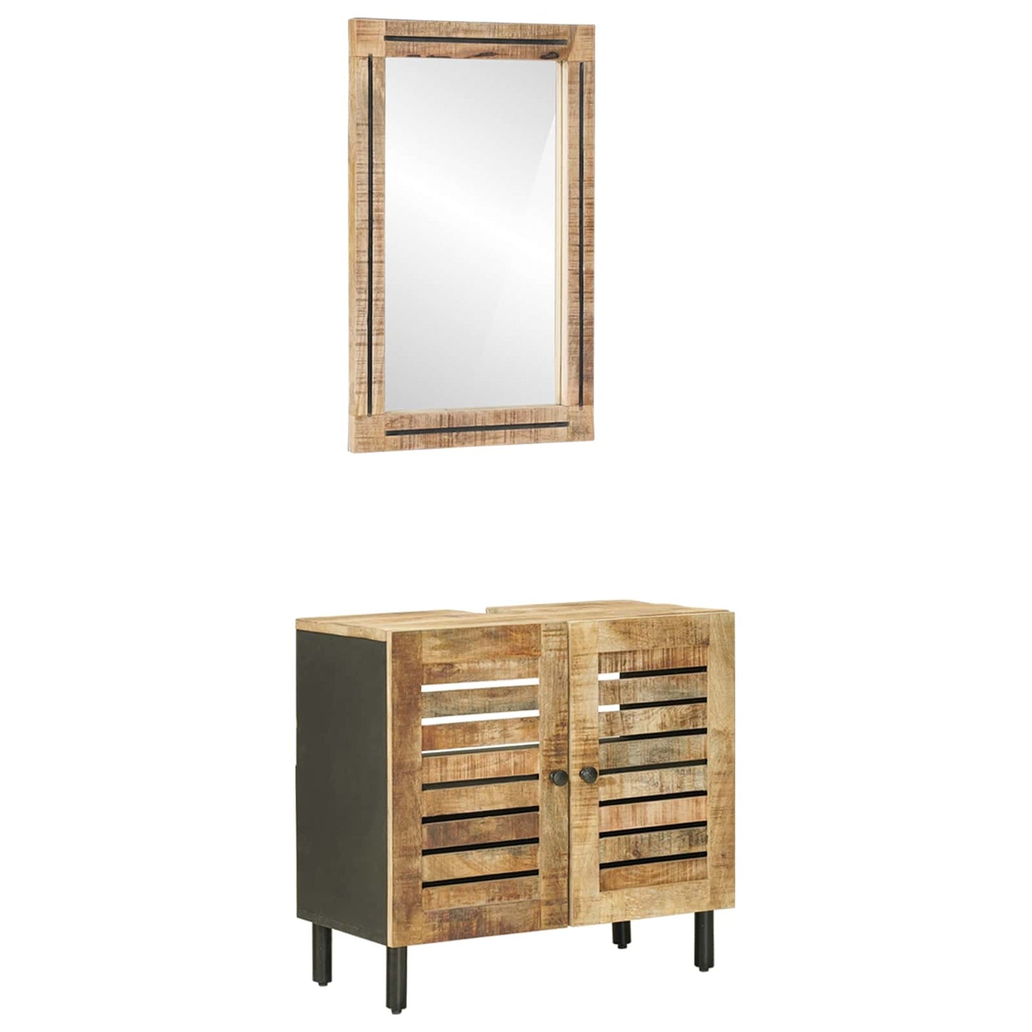 vidaXL Bathroom Cabinet Set 2 pcs Natural Solid Mango Wood
