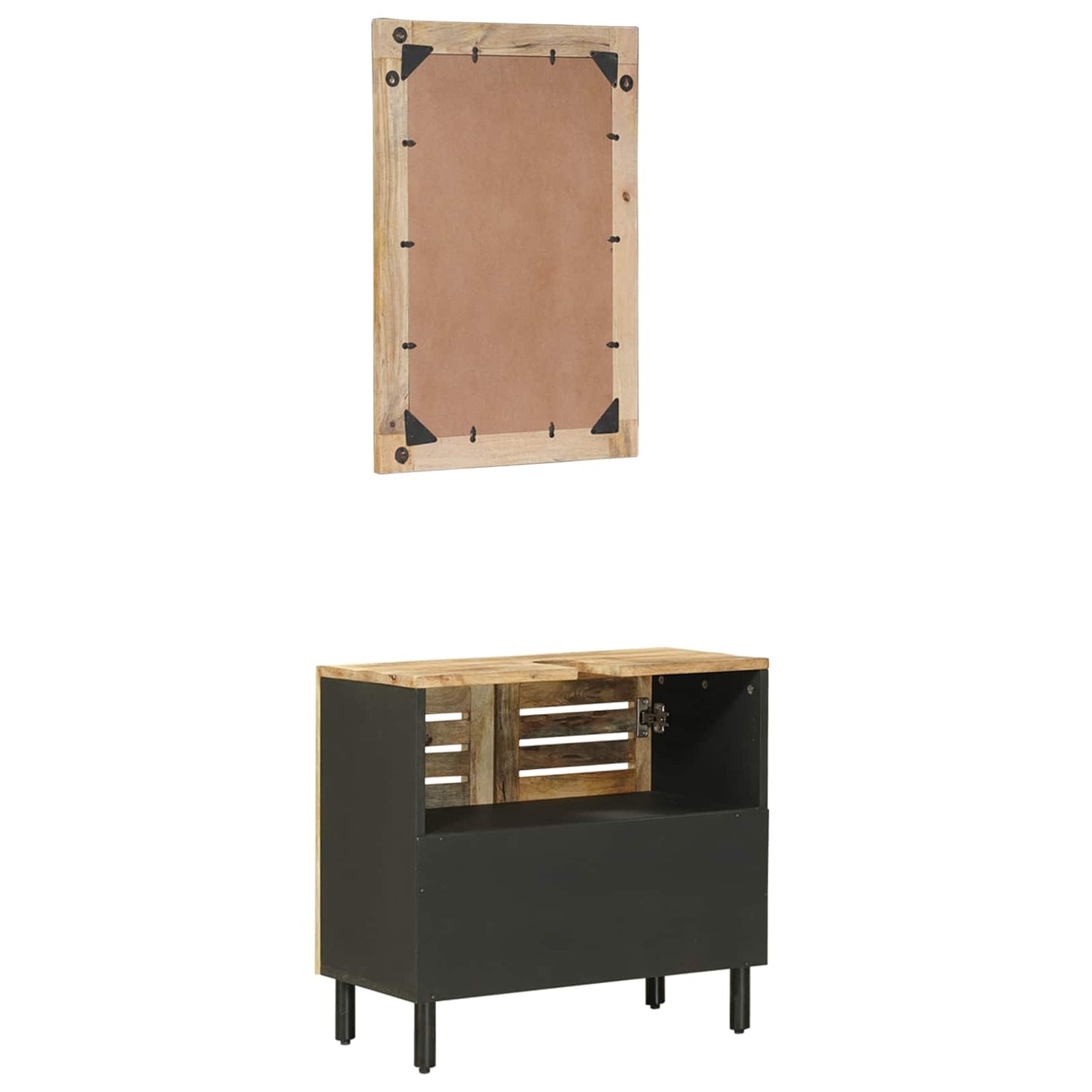 vidaXL Bathroom Cabinet Set 2 pcs Natural Solid Mango Wood