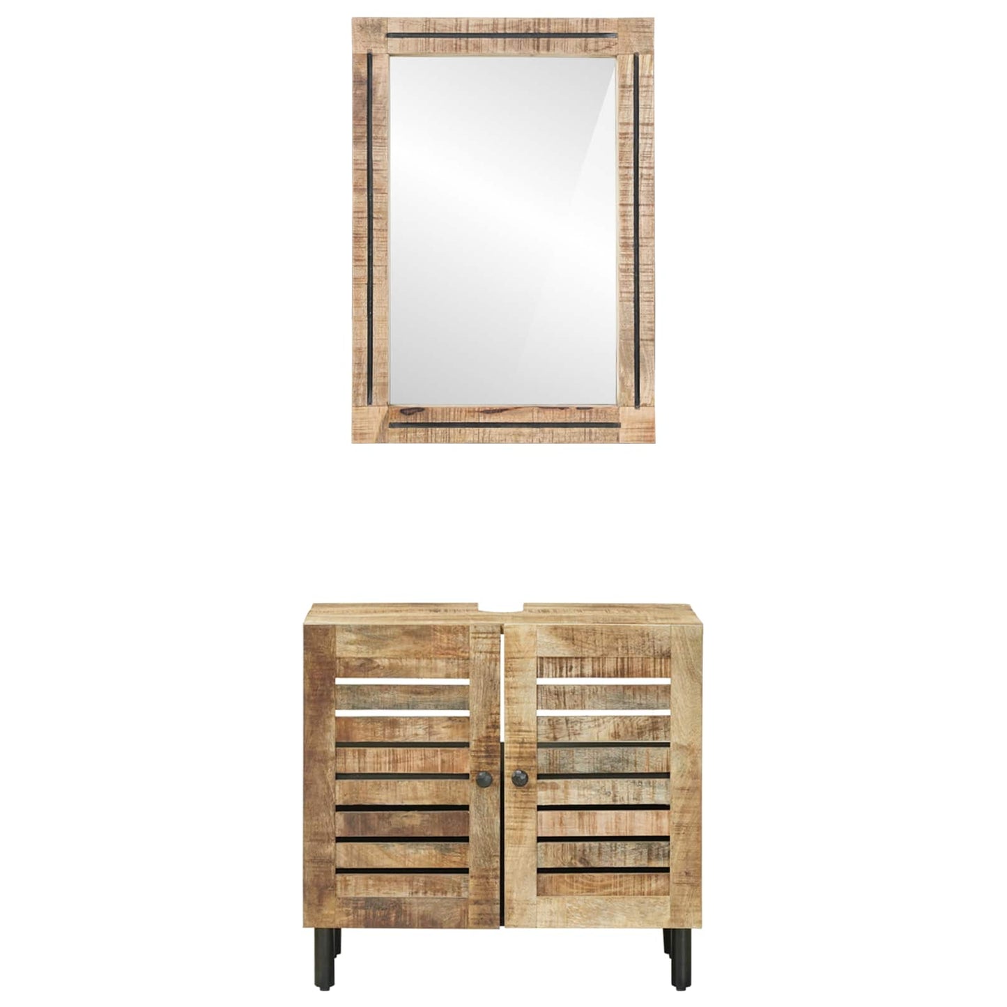 vidaXL Bathroom Cabinet Set 2 pcs Natural Solid Mango Wood