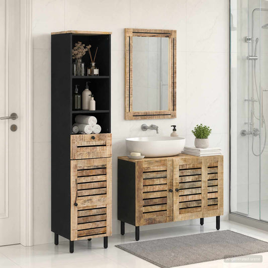vidaXL Bathroom Cabinet Set 3 pcs Natural Solid Mango Wood