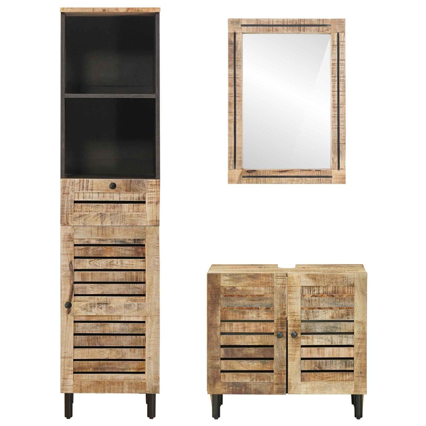 vidaXL Bathroom Cabinet Set 3 pcs Natural Solid Mango Wood