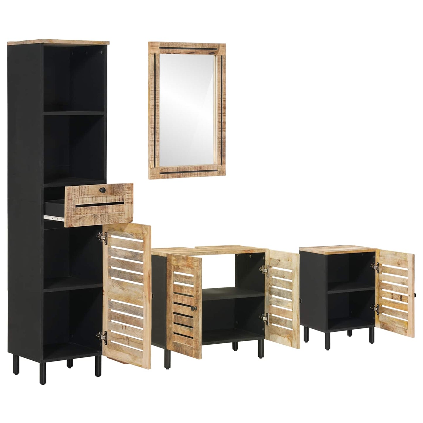 vidaXL Bathroom Cabinet Set 4 pcs Natural Solid Mango Wood