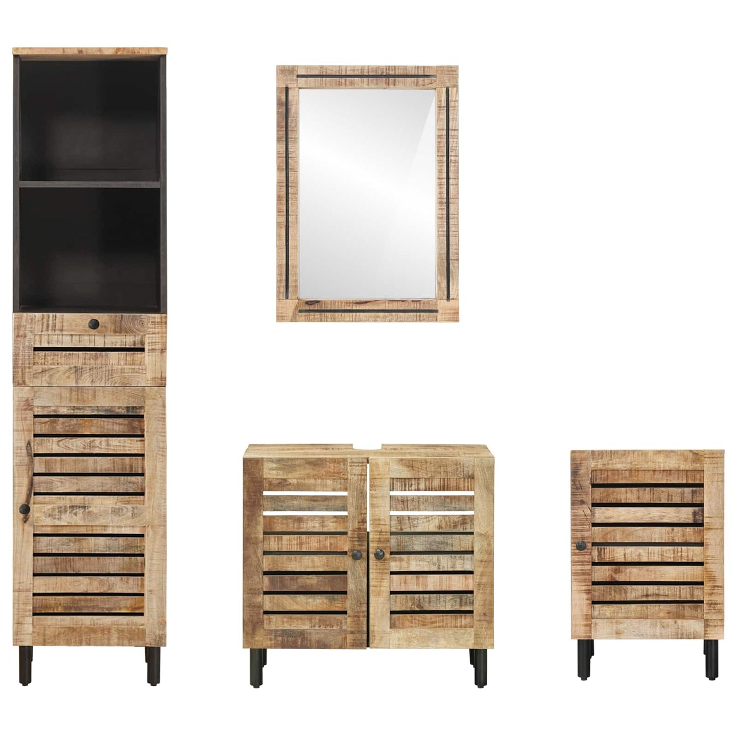 vidaXL Bathroom Cabinet Set 4 pcs Natural Solid Mango Wood