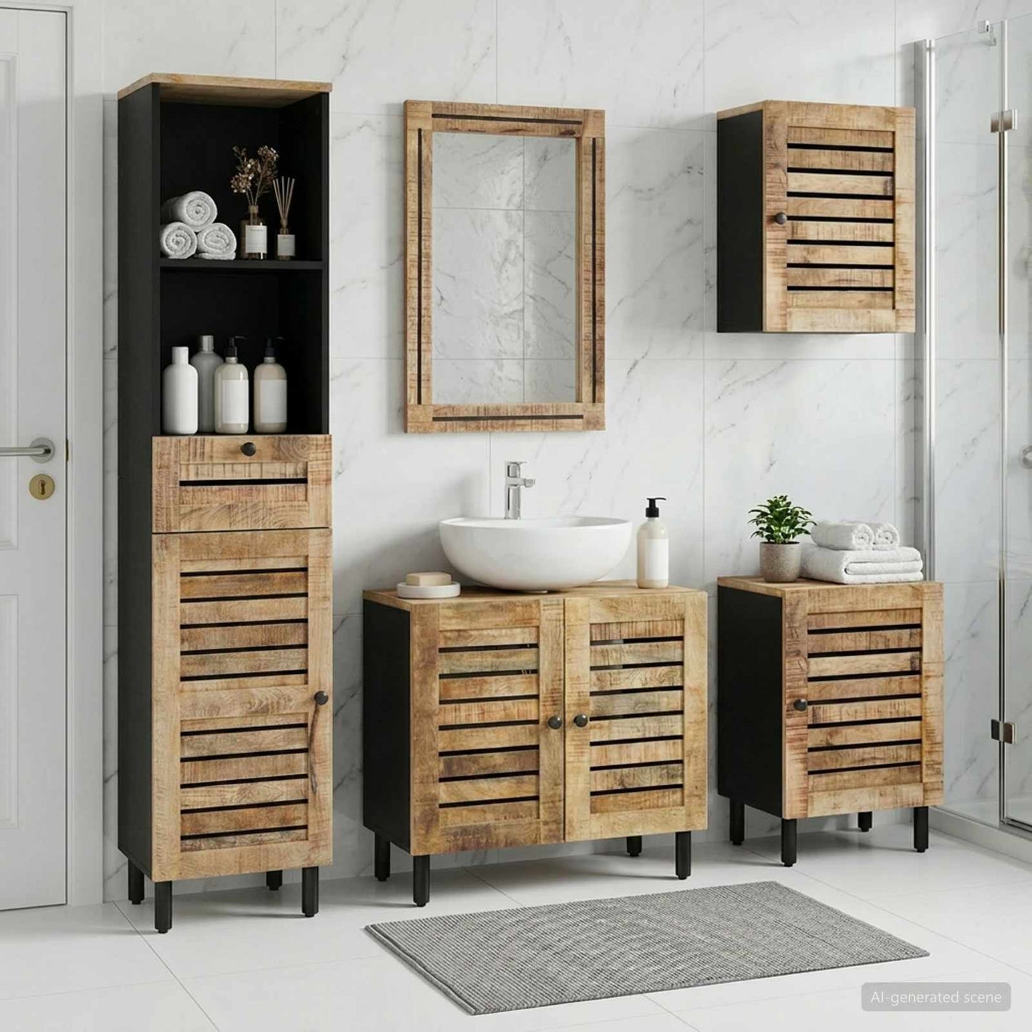 vidaXL Bathroom Cabinet Set 5 pcs Natural Solid Mango Wood